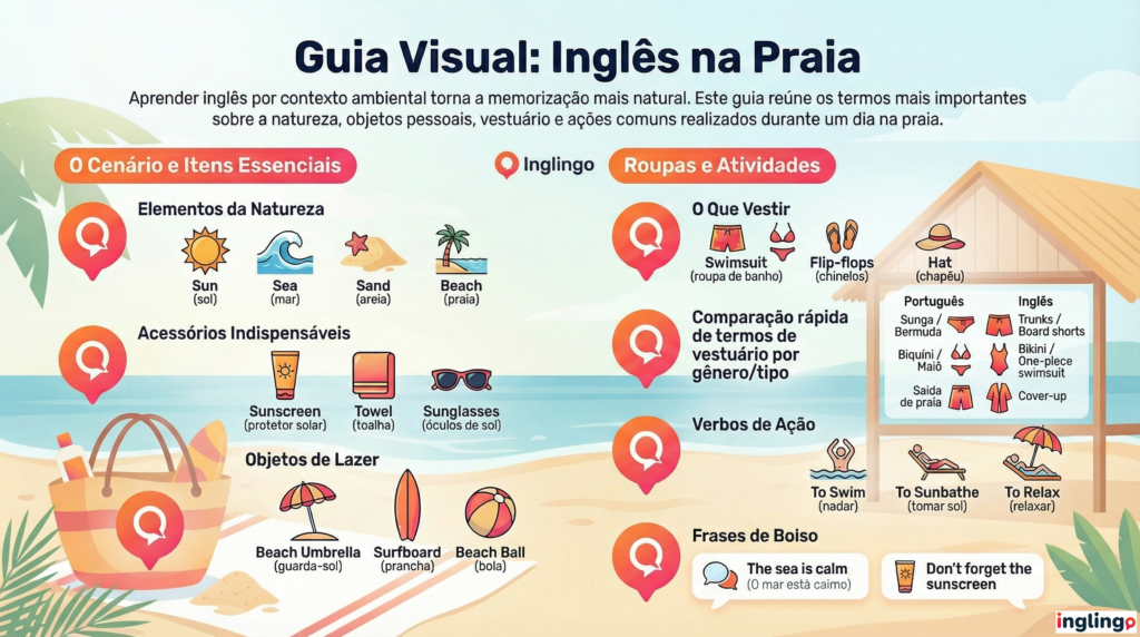 vocabulario em inglês praia