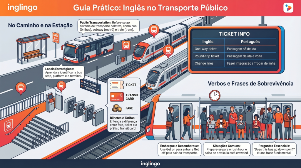 vocabulário transporte público inglês inglingo
